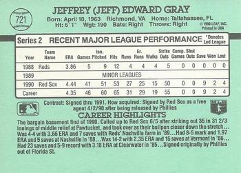 1991 Donruss #721 Jeff Gray Back