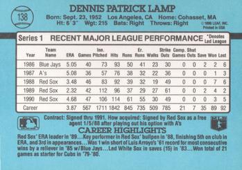 1991 Donruss #138 Dennis Lamp Back