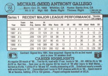1991 Donruss #158 Mike Gallego Back