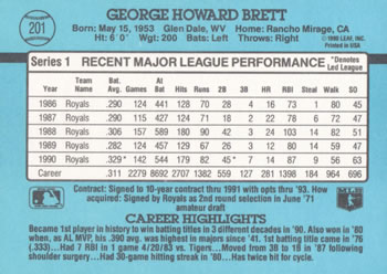 1991 Donruss #201 George Brett Back
