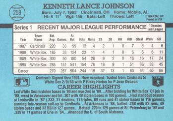 1991 Donruss #259 Lance Johnson Back