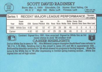 1991 Donruss #332 Scott Radinsky Back