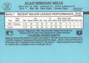 1991 Donruss #338 Alan Mills Back