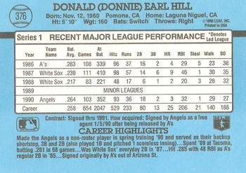 1991 Donruss #376 Donnie Hill Back