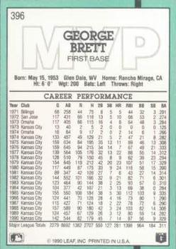 1991 Donruss #396 George Brett Back