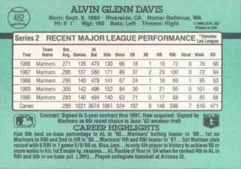 1991 Donruss #482 Alvin Davis Back