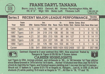 1991 Donruss #508 Frank Tanana Back
