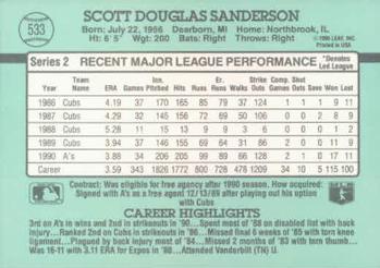 1991 Donruss #533 Scott Sanderson Back