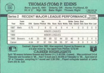 1991 Donruss #590 Tom Edens Back