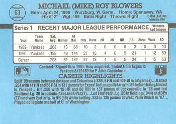 1991 Donruss #63 Mike Blowers Back