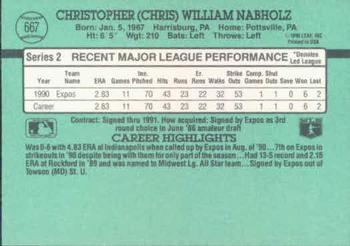 1991 Donruss #667 Chris Nabholz Back