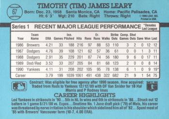 1991 Donruss #67 Tim Leary Back
