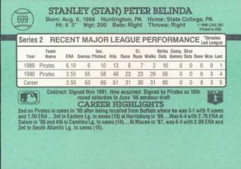 1991 Donruss #699 Stan Belinda Back