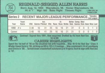 1991 Donruss #704 Reggie Harris Back