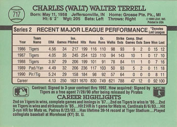 1991 Donruss #717 Walt Terrell Back