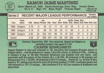 1991 Donruss #557 Ramon Martinez Back