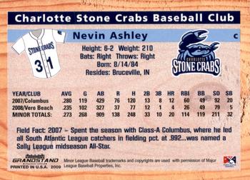 2009 Grandstand Charlotte Stone Crabs #NNO Nevin Ashley Back