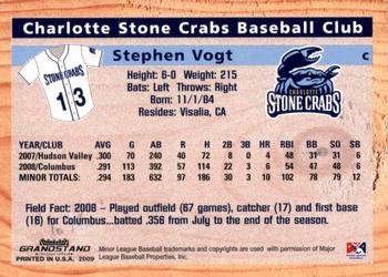 2009 Grandstand Charlotte Stone Crabs #NNO Stephen Vogt Back