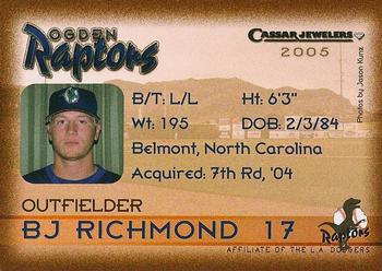 2005 Ogden Raptors #NNO B.J. Richmond Back
