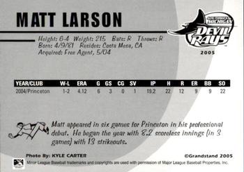 2005 Grandstand Southwest Michigan Devil Rays #NNO16 Matt Larson Back