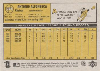 2001 Upper Deck Vintage #271 Antonio Alfonseca Back