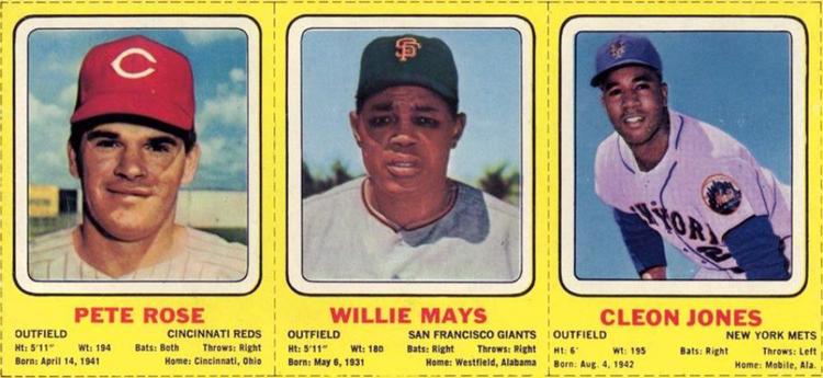 1970 Transogram Statues Cards - Panels #NNO Pete Rose / Willie Mays / Cleon Jones Front