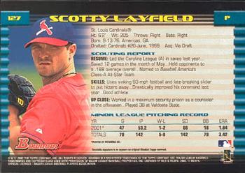 2002 Bowman #127 Scotty Layfield Back