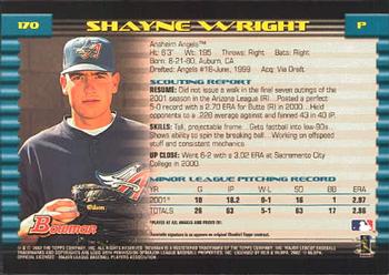 2002 Bowman #170 Shayne Wright Back
