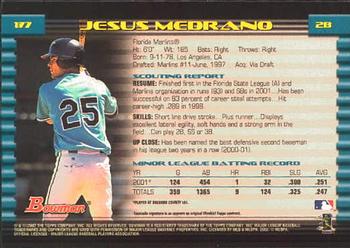 2002 Bowman #177 Jesus Medrano Back