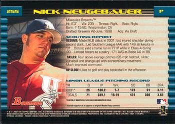 2002 Bowman #255 Nick Neugebauer Back