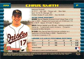 2002 Bowman #273 Chris Smith Back