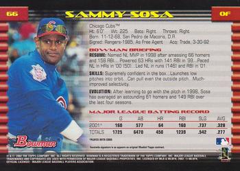 2002 Bowman #66 Sammy Sosa Back