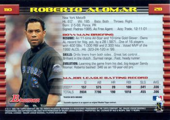 2002 Bowman #110 Roberto Alomar Back