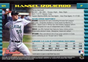 2002 Bowman #121 Hansel Izquierdo Back