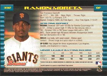 2002 Bowman #332 Ramon Moreta Back