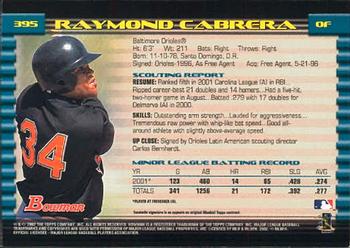 2002 Bowman #395 Raymond Cabrera Back