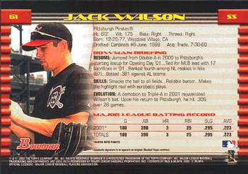 2002 Bowman #61 Jack Wilson Back