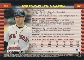 2002 Bowman Chrome #103 Johnny Damon Back