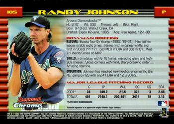 2002 Bowman Chrome #105 Randy Johnson Back