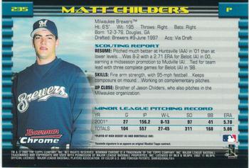 2002 Bowman Chrome #235 Matt Childers Back