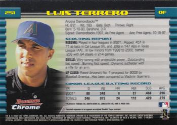 2002 Bowman Chrome #251 Luis Terrero Back