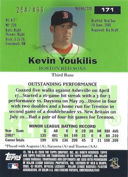2003 Topps Pristine - Refractors #171 Kevin Youkilis Back
