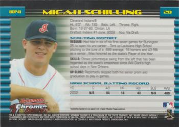 2002 Bowman Draft Picks & Prospects - Chrome #BDP41 Micah Schilling Back
