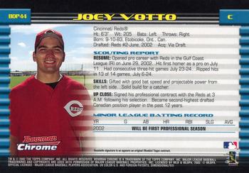 2002 Bowman Draft Picks & Prospects - Chrome #BDP44 Joey Votto Back