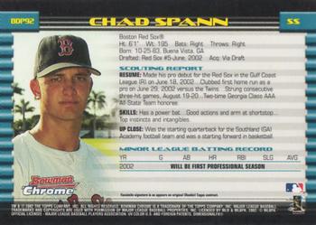 2002 Bowman Draft Picks & Prospects - Chrome #BDP92 Chad Spann Back