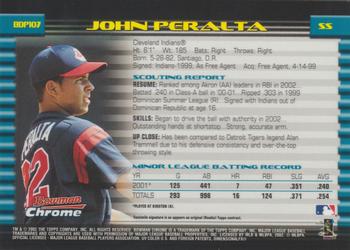 2002 Bowman Draft Picks & Prospects - Chrome #BDP107 Jhonny Peralta Back
