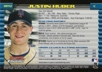 2002 Bowman Draft Picks & Prospects - Chrome #BDP152 Justin Huber Back