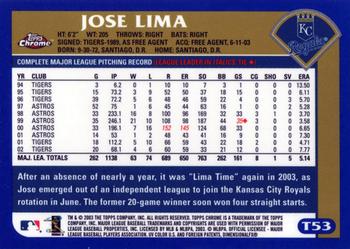 2003 Topps Traded & Rookies - Chrome #T53 Jose Lima Back