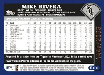 2003 Topps Traded & Rookies - Gold #T11 Mike Rivera Back