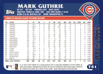 2003 Topps Traded & Rookies - Gold #T41 Mark Guthrie Back